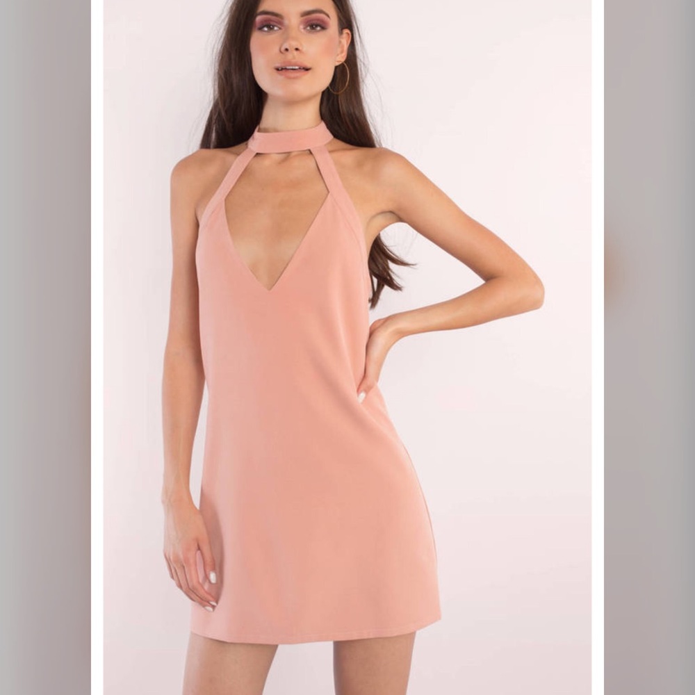 Rose Color V-Neck shift Dress
